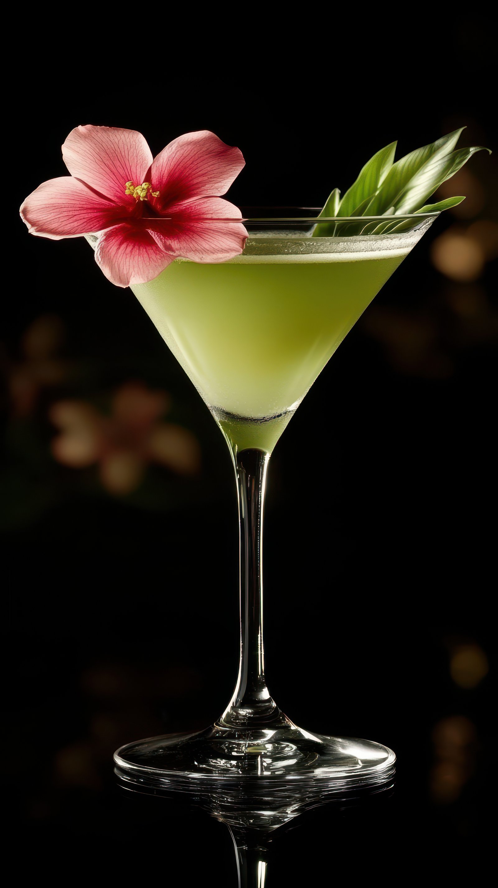 Refreshing cocktail with floral garnish served in elegant glass during evening gathering